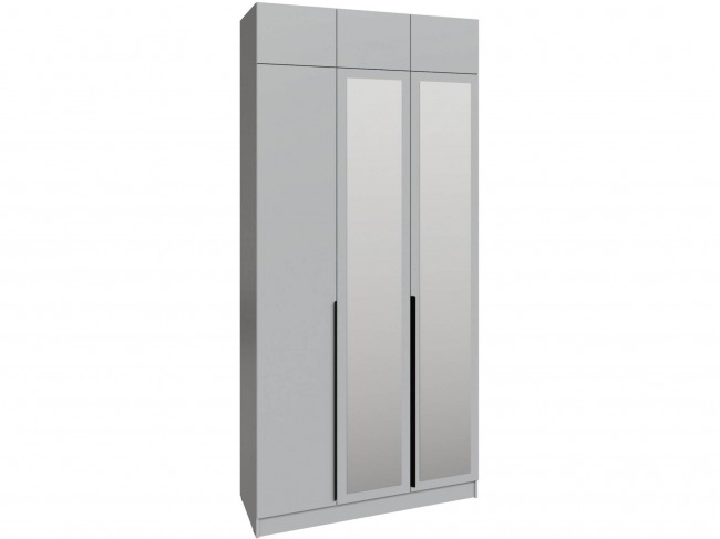 Шкаф 1,2 с антресолью и зеркалом Мадрид, Камень серый фото
