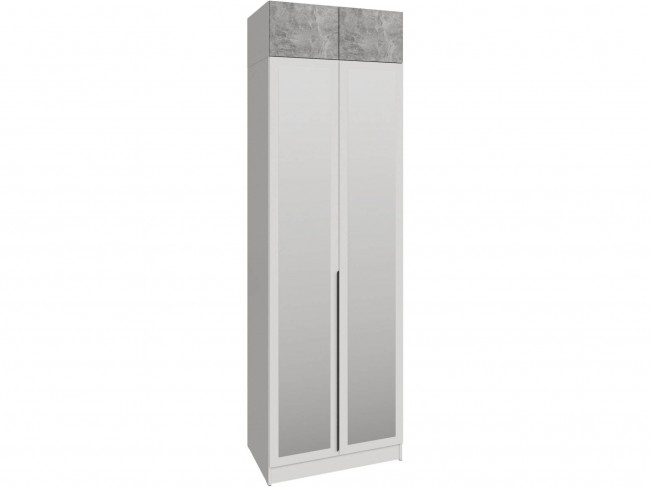 Шкаф 0,8 с антресолью и зеркалом Мадрид, Белый/Ателье светлое фото