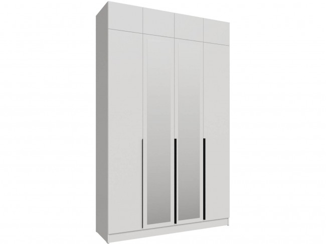 Шкаф 1,6 с антресолью и зеркалом Мадрид, Белый фото