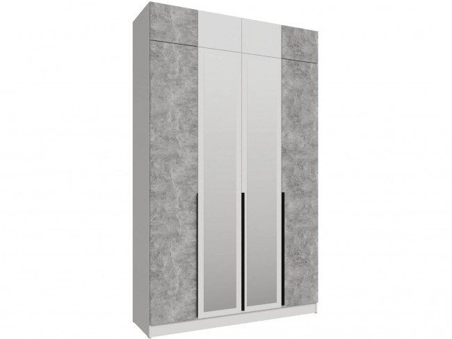 Шкаф 1,6 с антресолью и зеркалом Мадрид, Белый/Ателье светлое фото