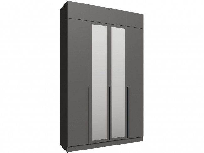 Шкаф 1,6 с антресолью и зеркалом Мадрид, Графит серый фото