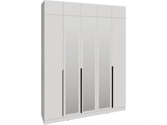 Шкаф 2,0 с антресолью и зеркалом Мадрид, Белый фото