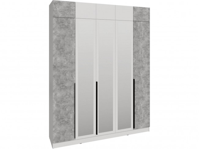 Шкаф 2,0 с антресолью и зеркалом Мадрид, Белый/Ателье светлое фото