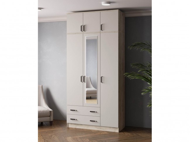 Шкаф комбинированный 1,2 Лагуна с антресолью и зеркалом, Дуб кра фото