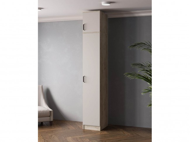 Шкаф-пенал Лагуна с антресолью, Дуб крафт серый/Кашемир фото