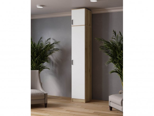 Шкаф-пенал Лагуна с антресолью, Дуб делано/Белый фото