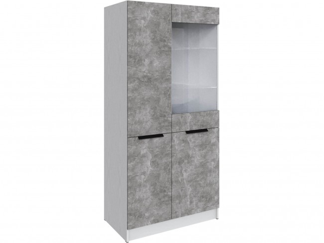 Шкаф Мадрид (0,9) с 1 витриной, Белый/Ателье светлое фото