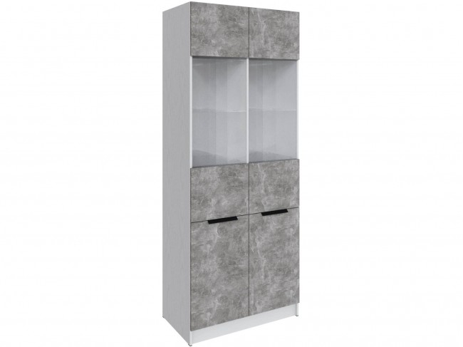 Шкаф Мадрид (0,9) с 2 витринами, Белый/Ателье светлое фото