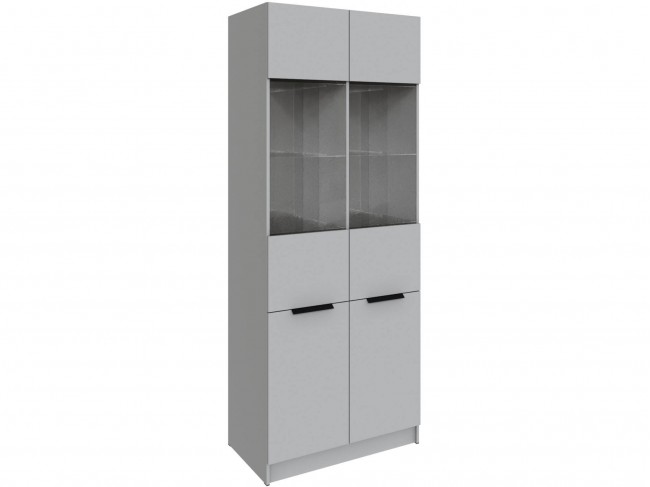 Шкаф Мадрид (0,9) с 2 витринами, Камень серый фото