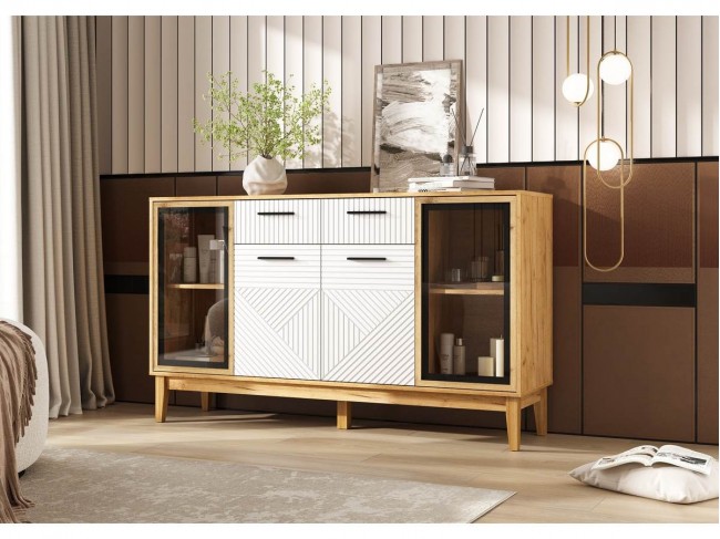 Комод Флэш (рамка AGT), Крафт золотой/Браш вайт фото