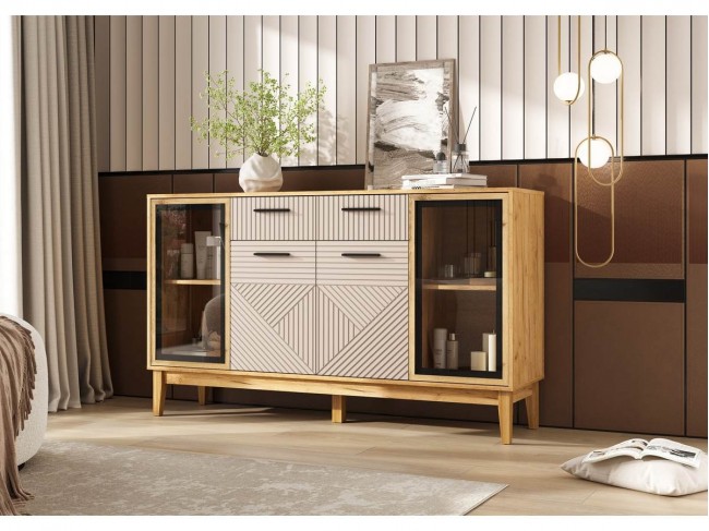 Комод Флэш (рамка AGT), Крафт золотой/Кашемир фото