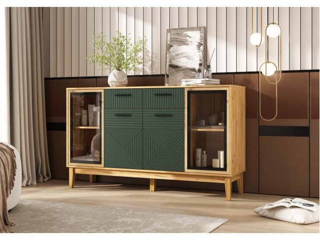 Комод Флэш (рамка AGT), Крафт золотой/Браш мени грин фото