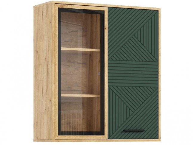 Шкаф навесной Флэш (рамка AGT), Крафт золотой/Браш мени грин фото