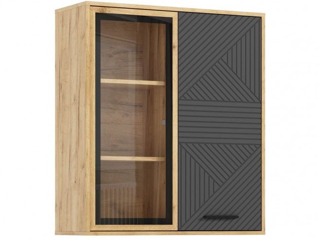 Шкаф навесной Флэш (рамка AGT), Крафт золотой/Браш графит фото