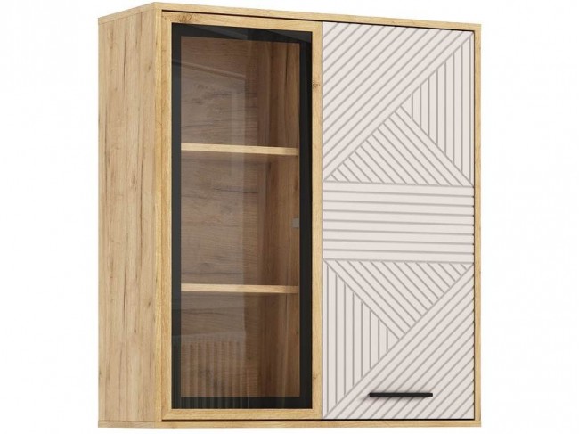 Шкаф навесной Флэш (рамка AGT), Крафт золотой/Кашемир фото