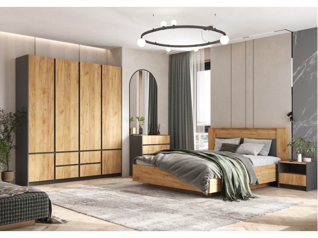 Модульная спальня Остин, набор 2, Графит/Дуб крафт фото