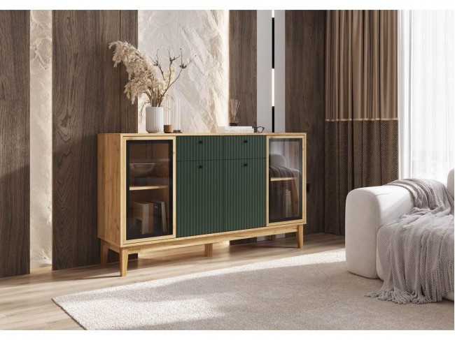 Комод Оливия (рамка AGT), Крафт золотой/Браш мени грин фото