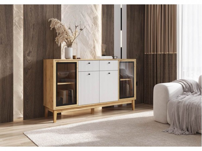 Комод Оливия (рамка AGT), Крафт золотой/Браш вайт фото