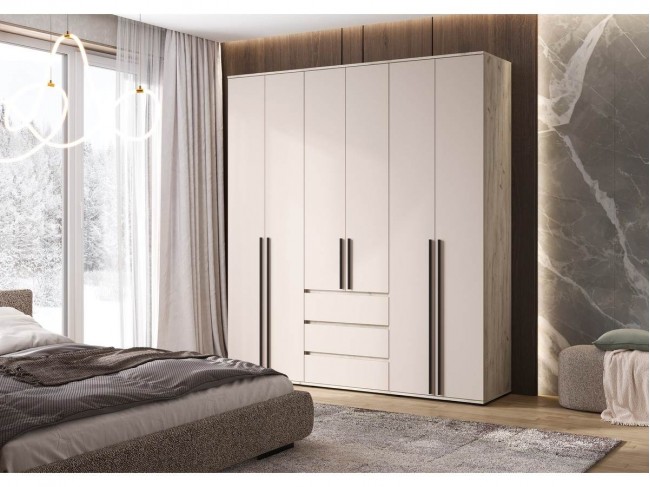 Шкаф 6-ти створчатый Норд, Крафт серый/Кашемир фото