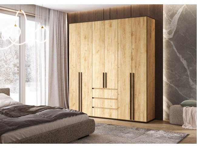 Шкаф 6-ти створчатый Норд, Дуб крафт золотой фото