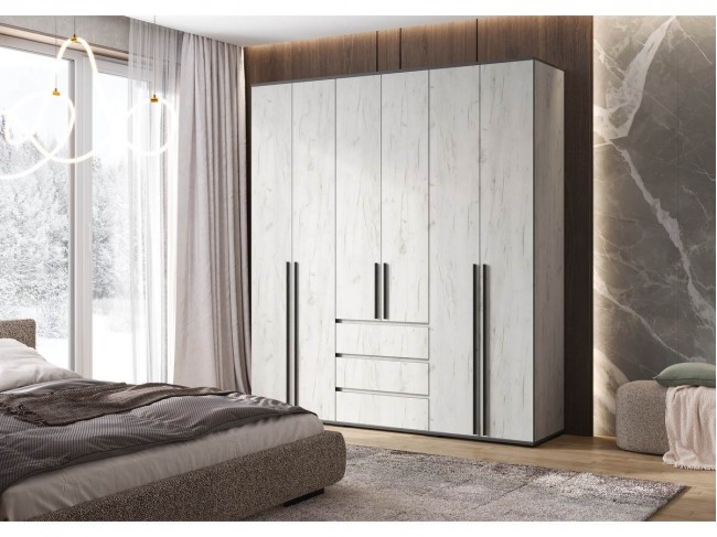 Шкаф 6-ти створчатый Норд, Дуб крафт белый фото