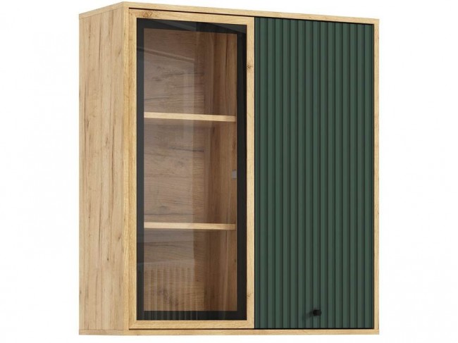 Шкаф навесной Оливия (рамка AGT), Крафт золотой/Браш мени грин фото