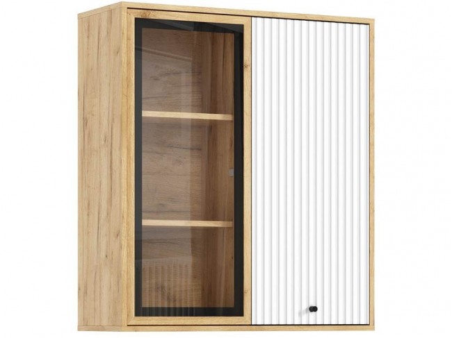 Шкаф навесной Оливия (рамка AGT), Крафт золотой/Браш вайт фото