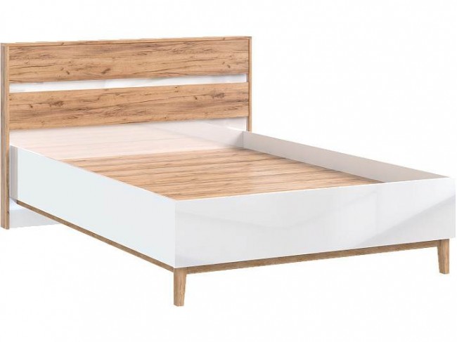 Кровать 1,6м Кельн с настилом ЛДСП, Крафт золотой/Белый глянец фото