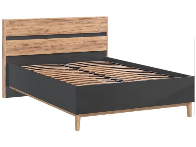 Кровать 1,6м Кельн с ортопедическим осн., Крафт золотой/Графит фото