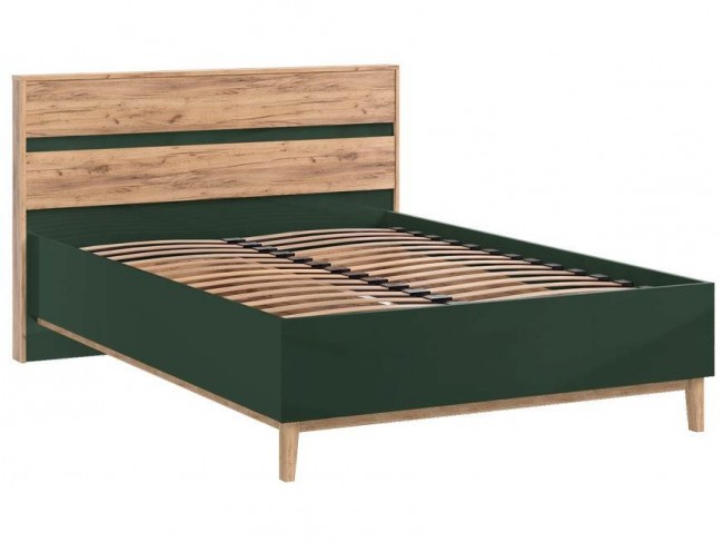 Кровать 1,4м Кельн с ортопедическим осн., Крафт золотой/Изумрудн фото