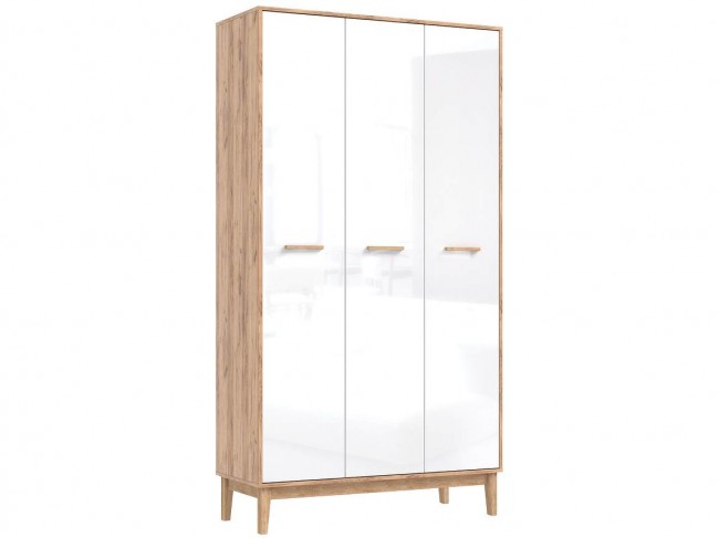 Шкаф 3-х створчатый Кельн, Крафт золотой/Белый глянец фото