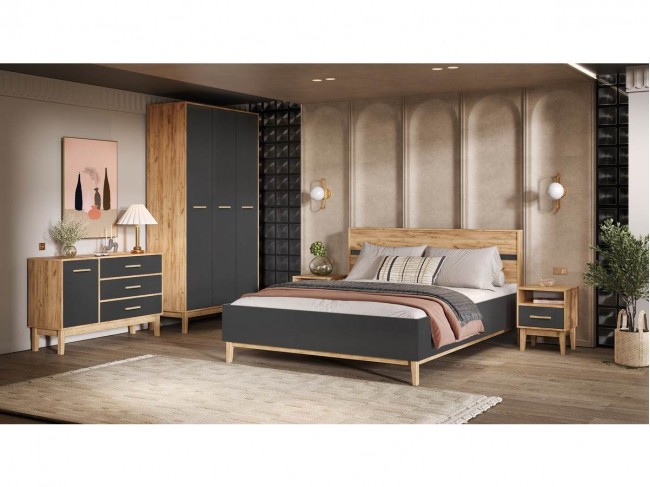 Модульная спальня Кельн, Крафт золотой/Графит фото