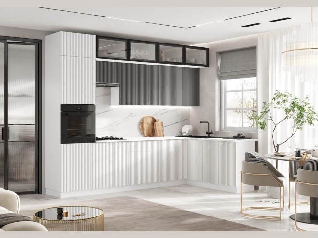 Кухня Оливия NEW 3,0х1,8/1080м (490), компоновка №4, Белый снег  фото