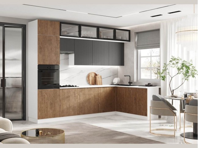 Кухня Оливия NEW 3,0х1,8/1080м (490), компоновка №4, Белый/Экзот фото