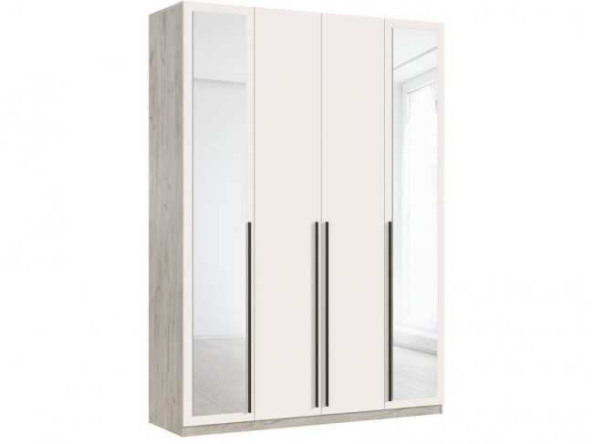 Шкаф 4-х створчатый Ларго (1600) 2 зеркала, Крафт серый/Кашемир фото