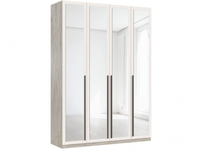 Шкаф 4-х створчатый Ларго (1600) 4 зеркала, Крафт серый/Кашемир фото