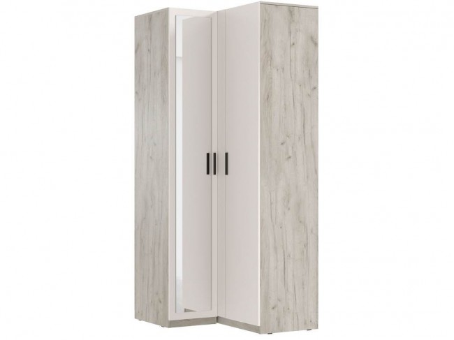 Шкаф угловой Ларго двухдверный (1 зеркало), Крафт серый/Кашемир фото