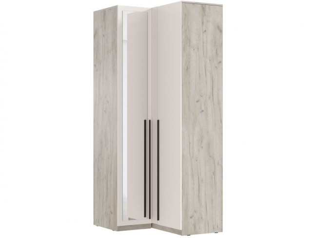 Шкаф угловой Ларго двухдверный (1 зеркало) ручка 1м, Крафт серый фото