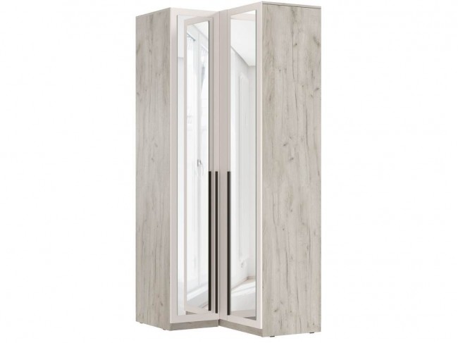 Шкаф угловой Ларго двухдверный (2 зеркала) ручка 1м, Крафт серый фото