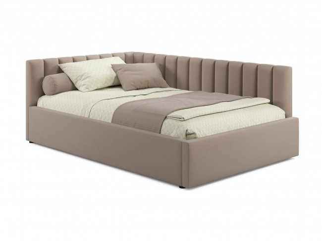 Мягкая кровать Milena 1200 мокко светло-коричневый с ортопедичес фото